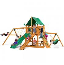 Frontier Swing Set w/ Amber Posts and Deluxe Green Vinyl Canopy